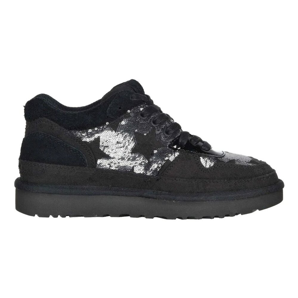 $180 UGG WOMENS HIGHLAND BLING SEQUIN STARS SNEAKER BOOT BLACK SUEDE 8.5 (DC10)